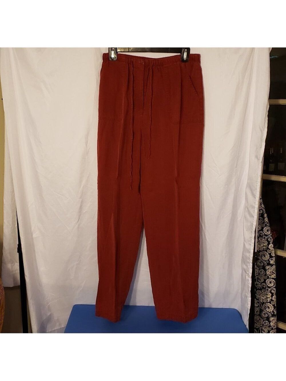 Ladies JM COLLECTION Elastic Waist w/Drawstring Pants in Brick Red - 10